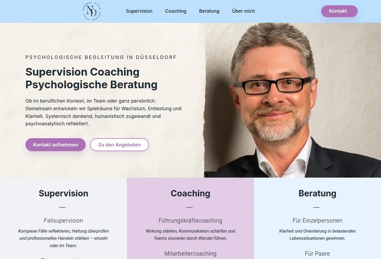 Startseite von Nando Dowe mit Hero für Supervision, Coaching und psychologische Beratung