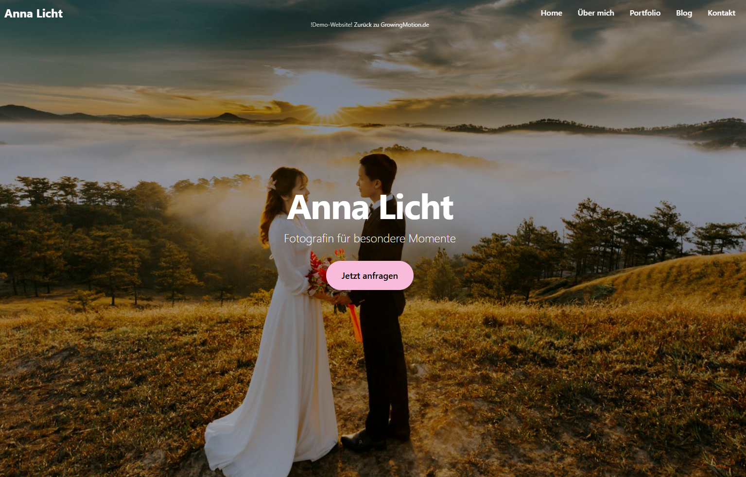 Anna Licht – Fotografie Portfolio Portfolio-Website einer Fotografin mit großem Bild-Header und Galerievorschau